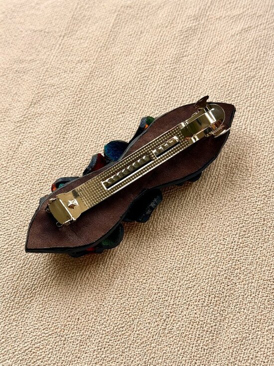 Handmade Leather Multicolor Floral Hair Barrette | Colombian Artisan Clip main image 4